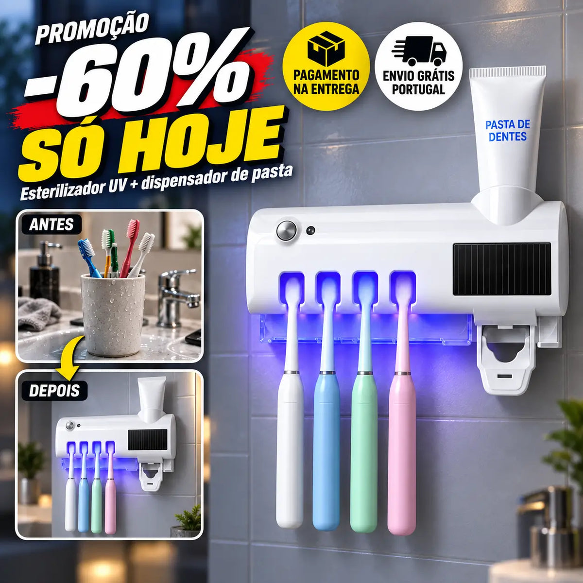 HigiBrush™, o esterilizador que mantém as escovas da família limpas