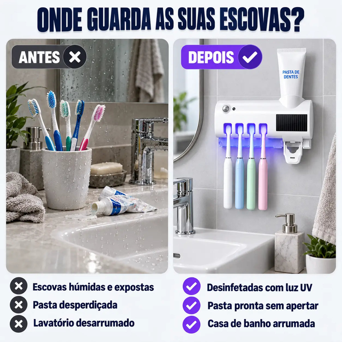 O esterilizador UV que mantém as escovas de toda a família limpas