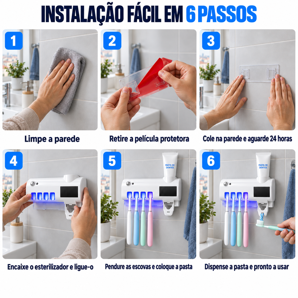 O esterilizador UV que mantém as escovas de toda a família limpas