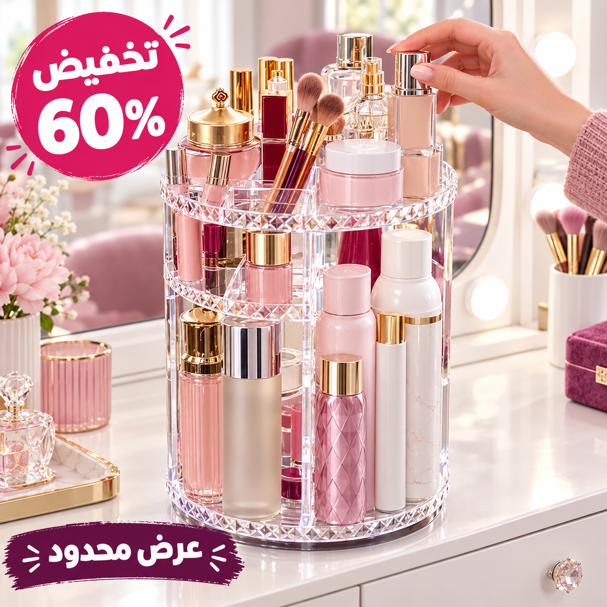 منظم الماكياج الدوّار ⁦360°⁩