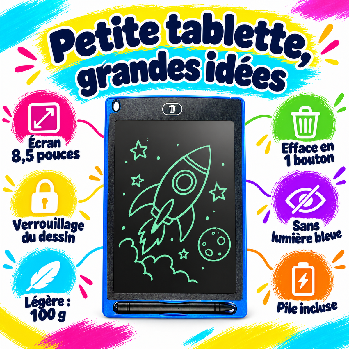 Tablette magique LCD 8,5 pouces : vos enfants dessinent sans salir la maison